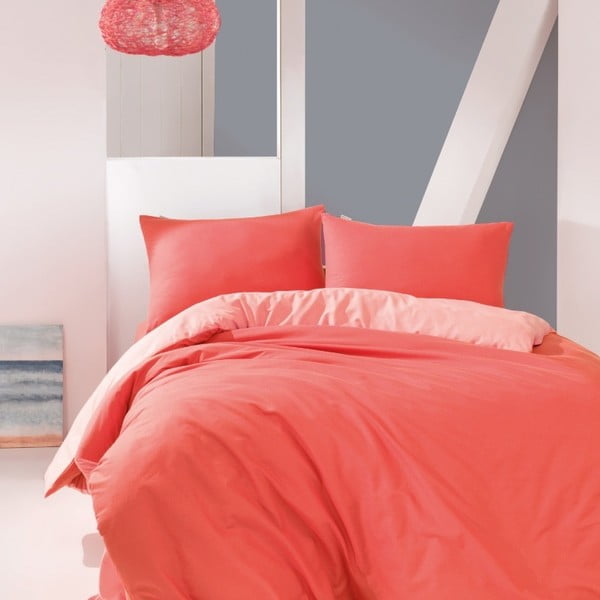 Lenjerie de pat din bumbac cu cearșaf Marie Claire Suzy, 200 x 220 cm, roșu corai