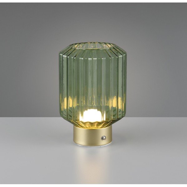 Veioză verde/aurie LED cu intensitate reglabilă cu abajur din sticlă (înălțime 19,5 cm) Lord – Reality-image-1