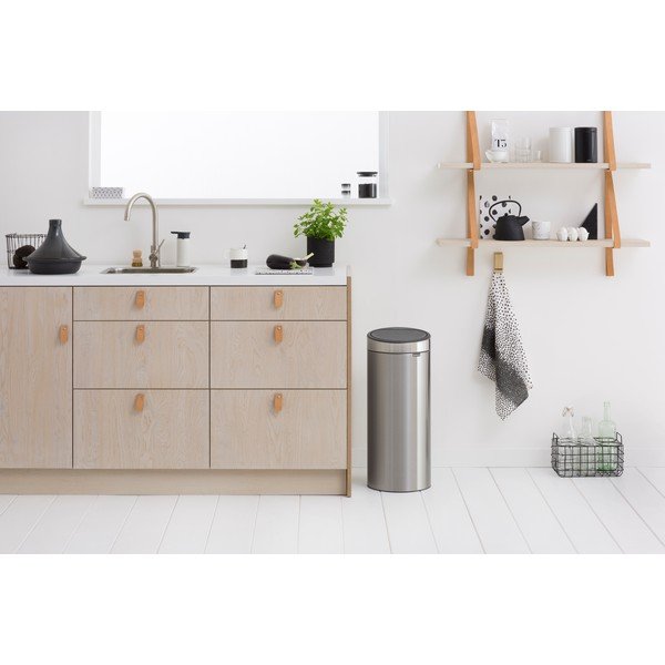 Coș de gunoi argintiu mat cu senzori de atingere din oțel 30 l Touch Bin – Brabantia-image-1