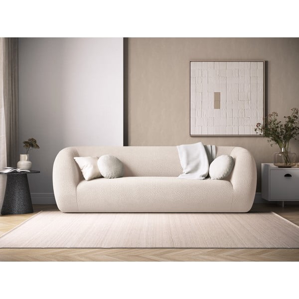 Canapea crem cu tapițerie din stofă bouclé 230 cm Essen – Cosmopolitan Design-image-1