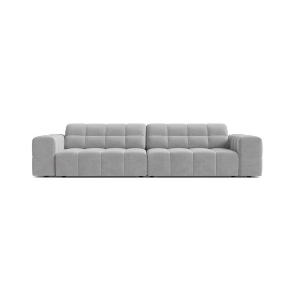 Canapea gri deschis cu tapițerie din catifea 252 cm Chicago – Cosmopolitan Design