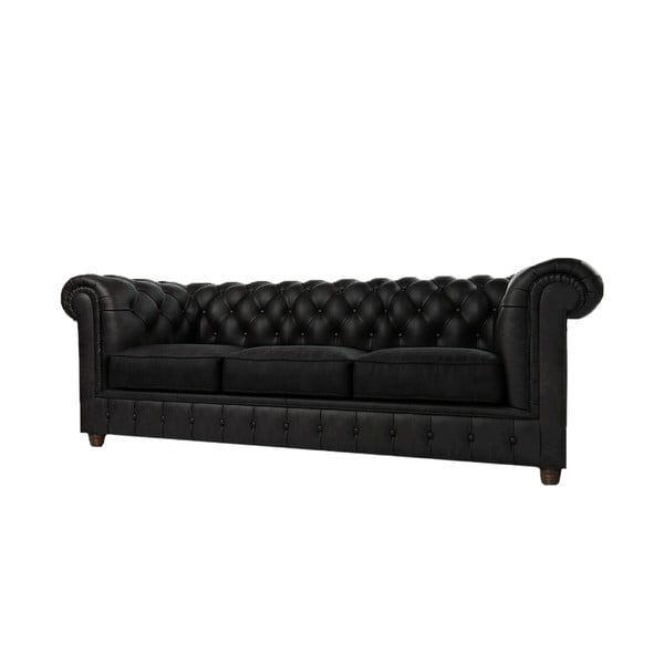 Canapea neagră cu tapițerie din catifea 230 cm Cambridge – Ropez