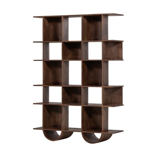 Bibliotecă maro închis din lemn de mango 130x180x35 cm Sinne – WOOOD-image-2