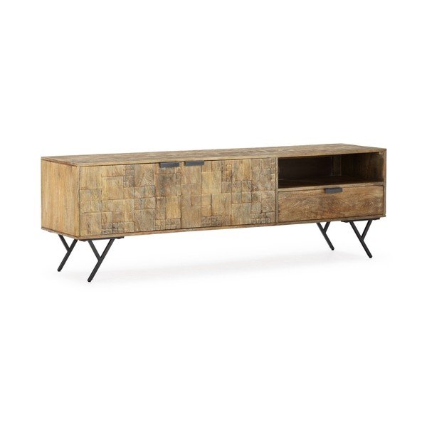 Comodă TV în culoare naturală din lemn de mango 175x55x40 cm Priya – MOME