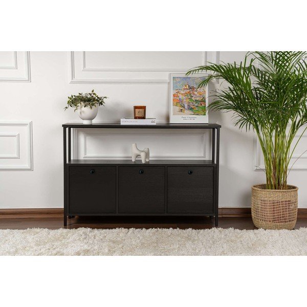 Masă consolă neagră cu aspect mat 29,5x120 cm Solace – Kalune Design-image-4