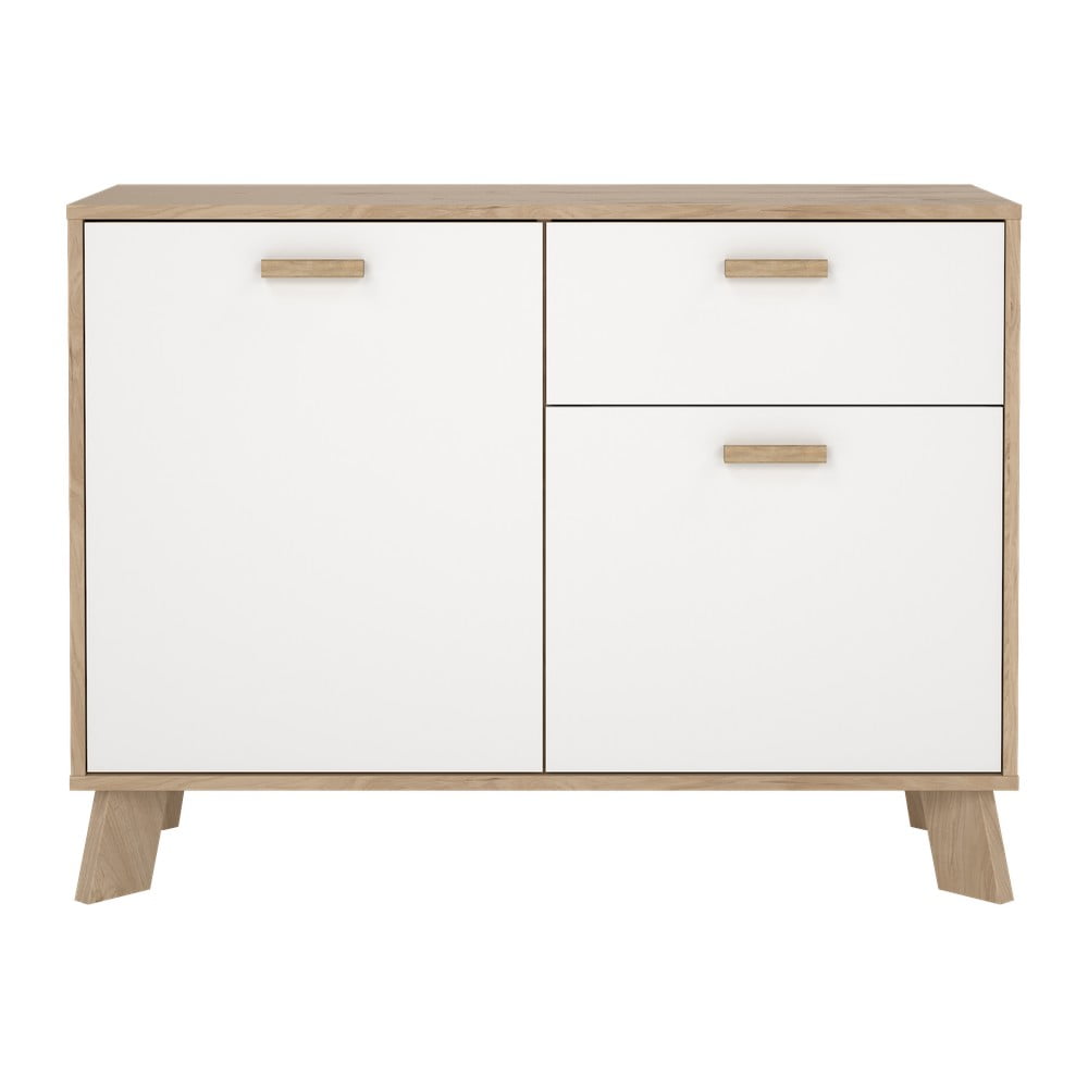 Comodă albă-în culoare naturală cu aspect de lemn de stejar 99x73x39 cm Ikast – Tvilum
