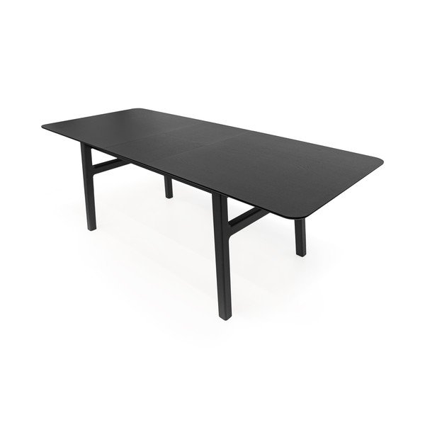 Masă de dining extensibilă cu aspect de lemn de stejar cu blat suplimentar 90x180 cm Curved – Woodman-image-3