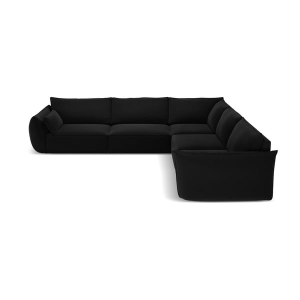 Colțar negru cu tapițerie din catifea Vanda – Mazzini Sofas
