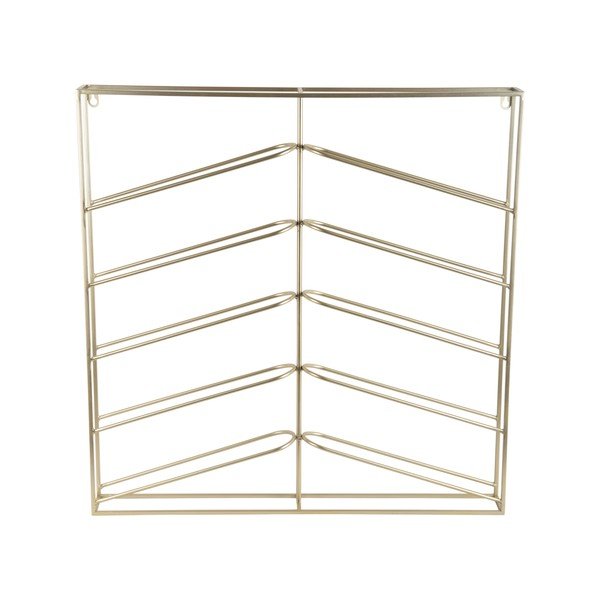 Raft pentru sticle de vin auriu pentru perete din metal număr de sticle 10 67x66x7,5 cm Cuadro – PT LIVING