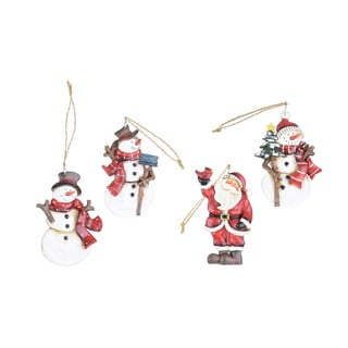 Set de 4 ornamente cu Moș Crăciun și oameni de zăpadă Ego Dekor