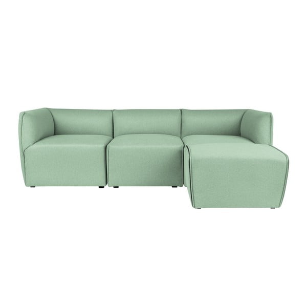 Canapea modulară cu 3 locuri și șezlong Norrsken Ollo, verde mentol