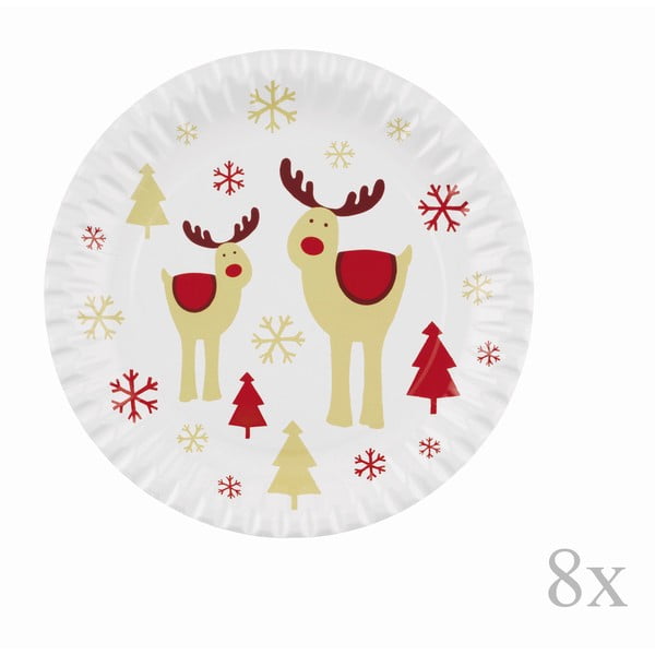 Set 8 farfurii din hârtie pentru Crăciun Neviti Rocking Rudolf, ⌀ 23 cm
