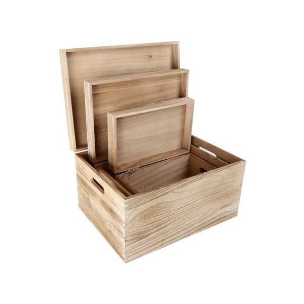Set 3 cufere din lemn Legler Trunk-image-1