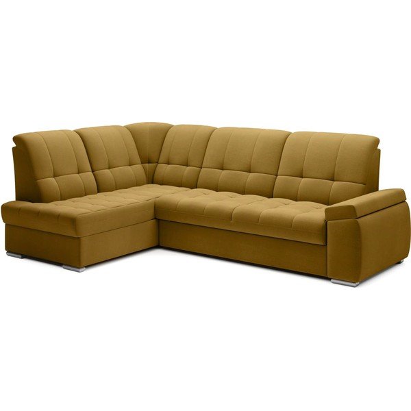 Colțar galben extensibil/cu spațiu de depozitare cu tapițerie din catifea (cu colț pe partea stângă/în formă de ”L”) Sado – ELTAP-image-2