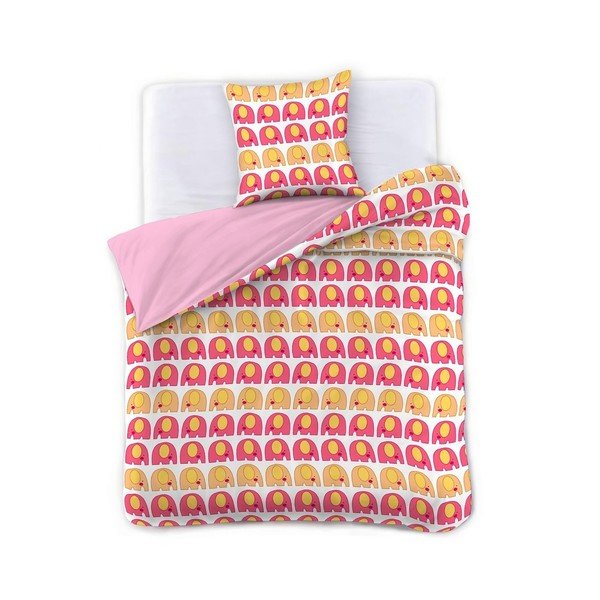 Lenjerie de pat din microfibră DecoKing Cute Elephants, 135 x 220 cm-image-1