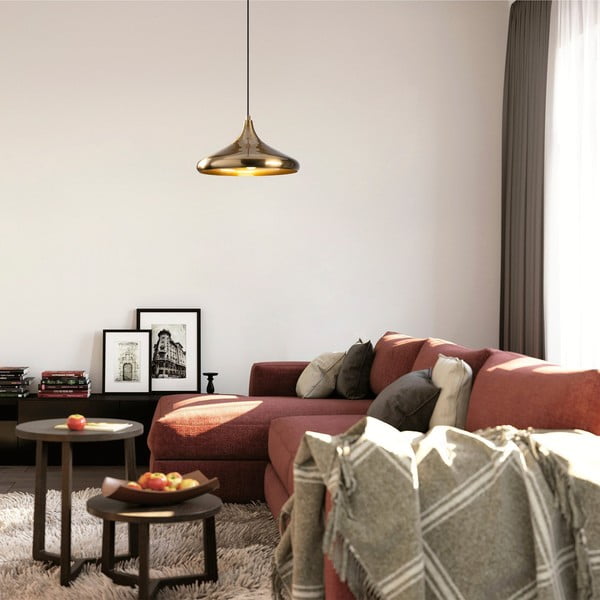 Lustră aurie cu abajur din metal ø 35 cm Nile – Opviq lights-image-1