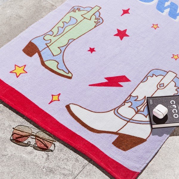 Prosop de plajă mov din bumbac din frotir 76x160 cm Howdy Cowgirl – Sassy B-image-2