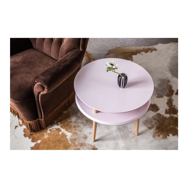 Masă de cafea cu picioare din lemn Ragaba UFO, Ø 70 cm, gri deschis-image-3