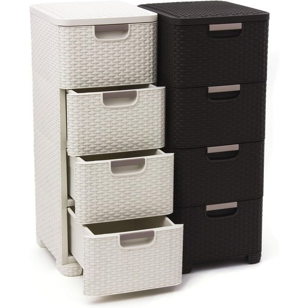 Dulap de baie crem înalt din plastic 33x79 cm Rattan – Curver-image-2