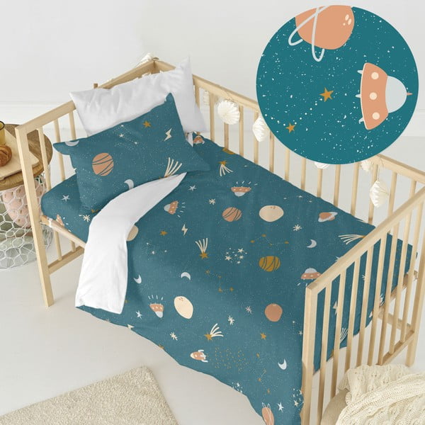 Lenjerie de pat pentru copii din bumbac pentru pătuț 100x120 cm Mini universe – Happy Friday