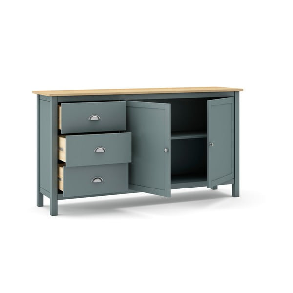 Comodă verde prăfuit din lemn de pin 150x80x40 cm Misti – Marckeric-image-4