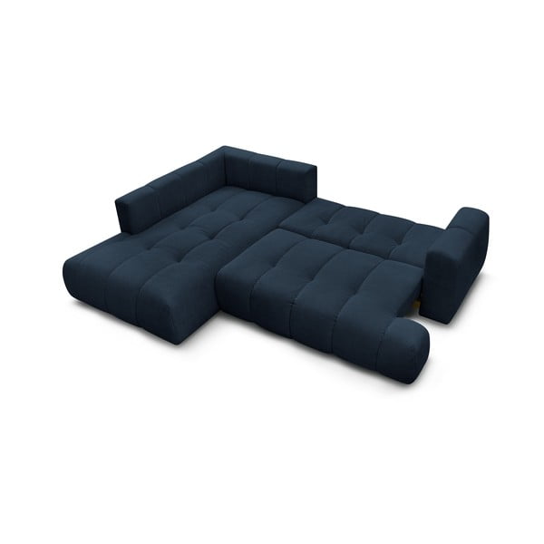 Colțar albastru închis extensibil/cu spațiu de depozitare (cu colț pe partea stângă/în formă de ”L”) Fuji – Bobochic Paris-image-4