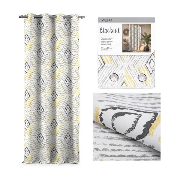 Draperie AmeliaHome Geometric Grey, 140 x 245 cm-image-1
