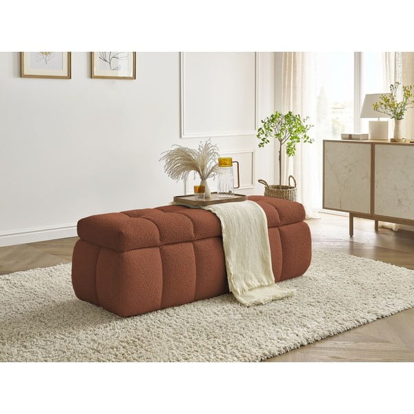 Bancă cărămizie cu tapițerie din țesătură bouclé Mont Blanc – Bobochic Paris-image-1