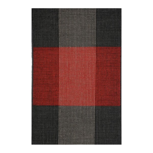 Covor de lână țesut manual Linie Design, 250 x 350 cm, gri - roșu 