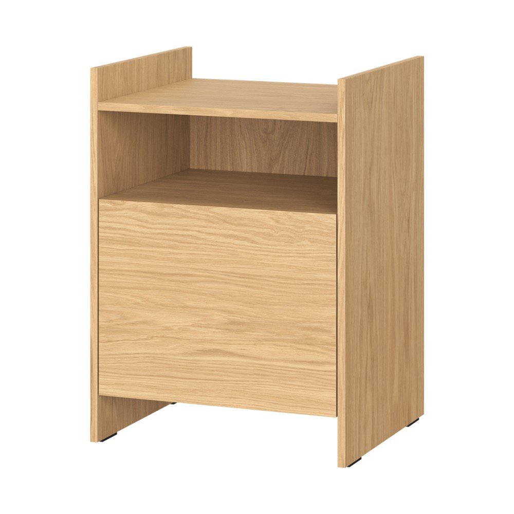 Noptieră în culoare naturală cu rafturi cu aspect de lemn de stejar Toopt – noo.ma