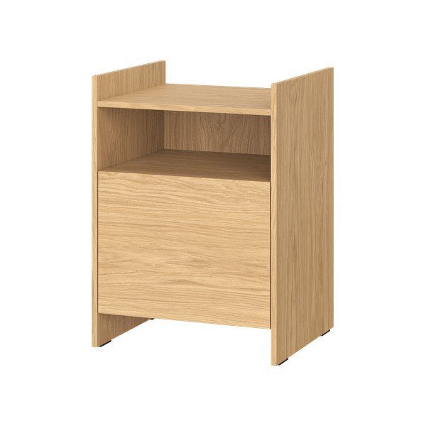 Noptieră în culoare naturală cu rafturi cu aspect de lemn de stejar Toopt – noo.ma