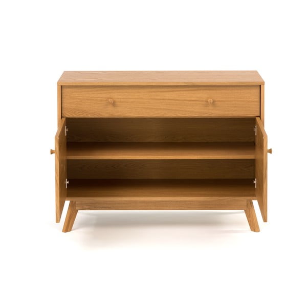 Comodă în culoare naturală joasă cu aspect de lemn de stejar 100x75 cm Kensal – Woodman-image-3