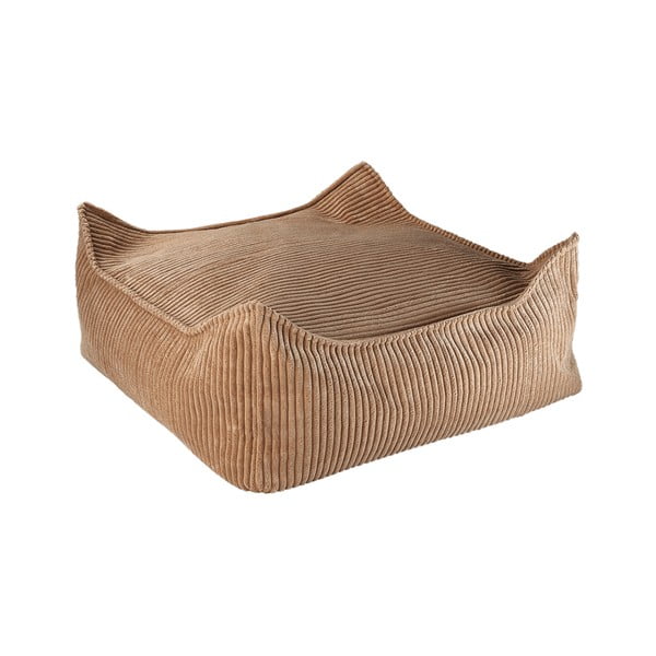 Fotoliu puf pentru copii maro cu tapițerie din catifea reiată Square – Wigiwama