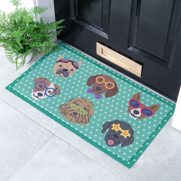 Covoraș de intrare 40x70 cm Dogs on Polka Dots – Artsy Doormats-image-1
