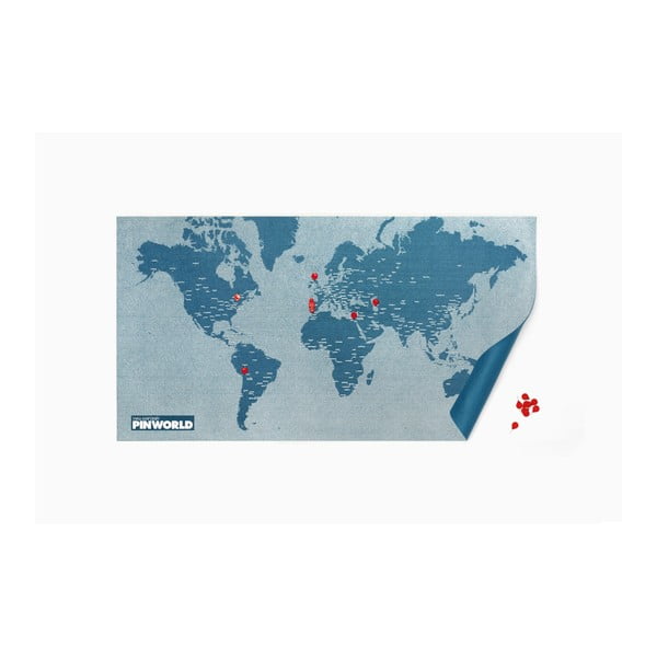 Hartă lumii, prindere de perete Palomar Pin World, 126 x 68 cm, albastru-image-1