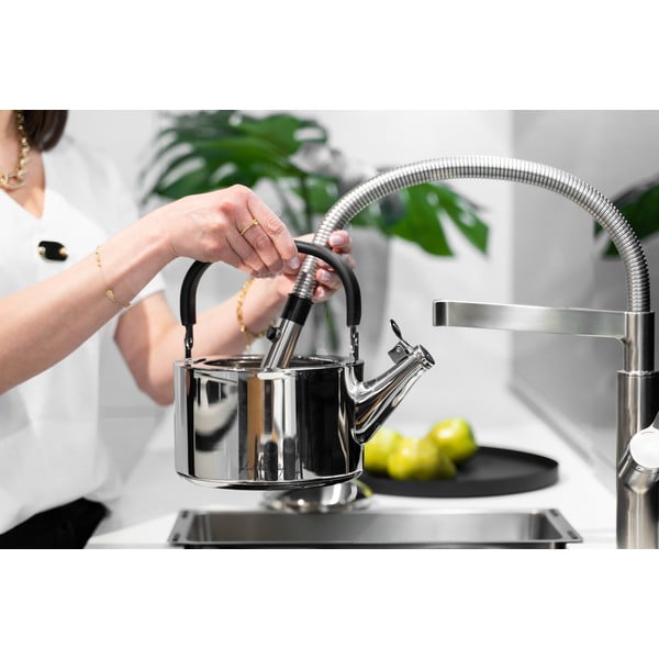 Ceainic din oțel inoxidabil lucios cu capac de presiune Vialli Design Diamante, 1,5 l-image-3