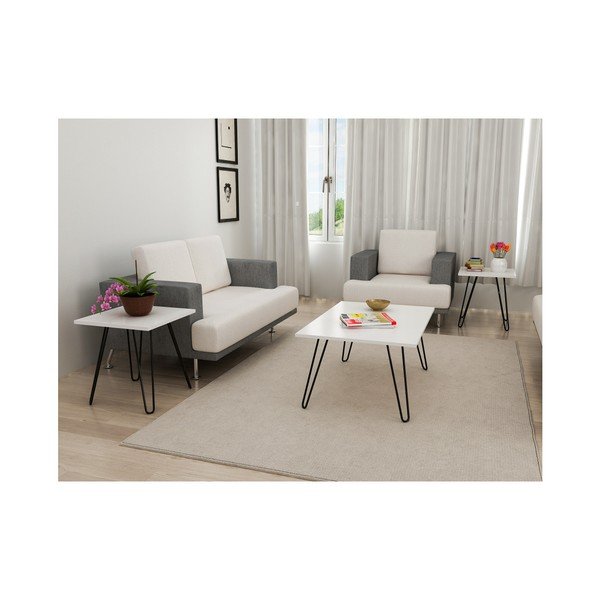 Set 3 măsuțe de cafea Seren, alb-image-2