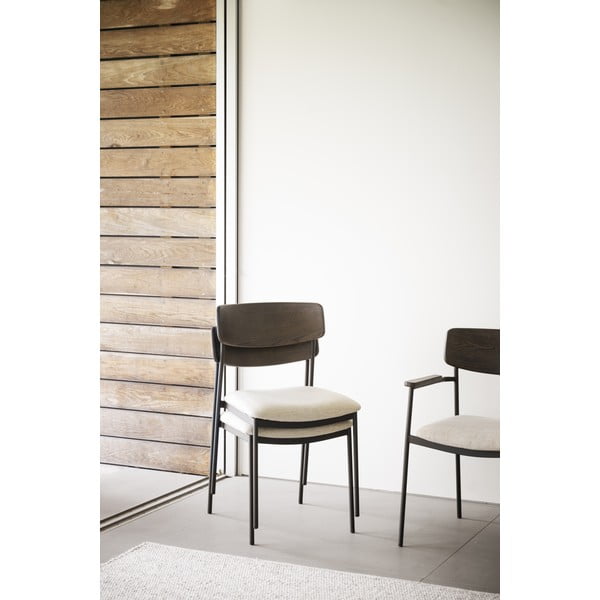 Scaune de dining crem/maro închis 2 buc. Maymont – Rowico-image-2