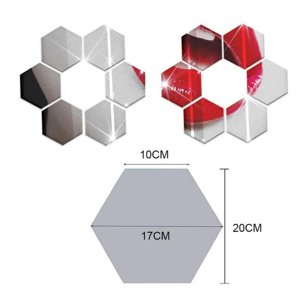 Autocolante de tip oglindă pentru perete 12 buc. 20x17 cm Hexagonal – Ambiance-image-1