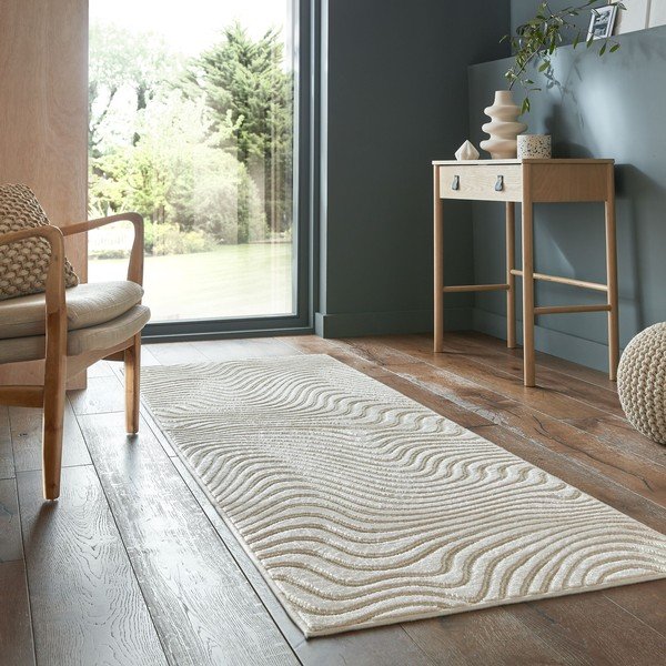 Covor bej tip traversă din lână 80x230 cm Channel – Flair Rugs-image-2