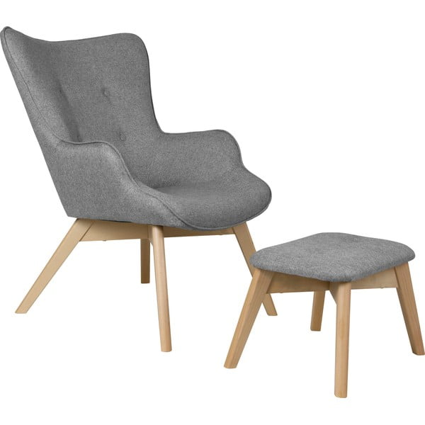 Fotoliu cu taburet gri Niko – Ropez