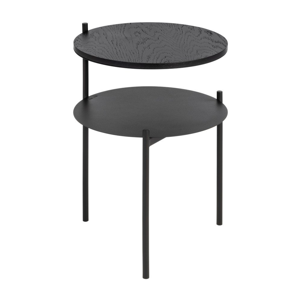 Noptieră neagră cu blat cu aspect de lemn de stejar Tu – noo.ma