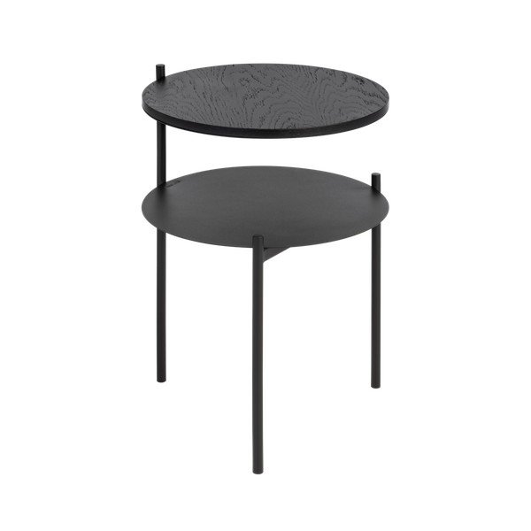 Noptieră neagră cu blat cu aspect de lemn de stejar Tu – noo.ma