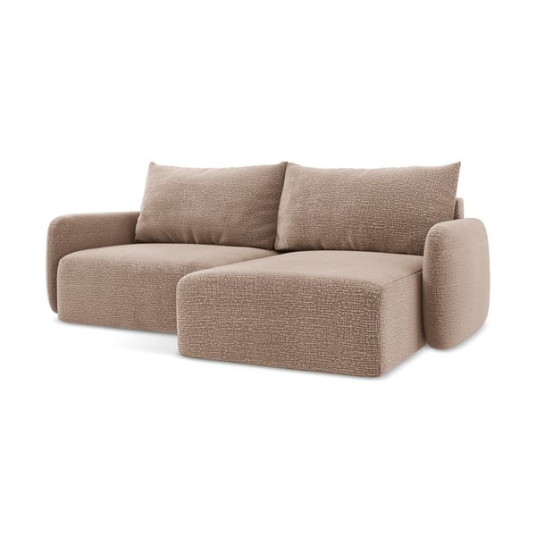 Colțar maro deschis extensibil/cu spațiu de depozitare (cu colț pe partea dreaptă) Kalena – Makamii-image-1