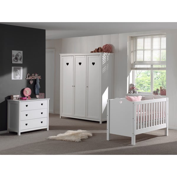 Comodă de copii albă 90x85x50 cm Amori – Vipack-image-1