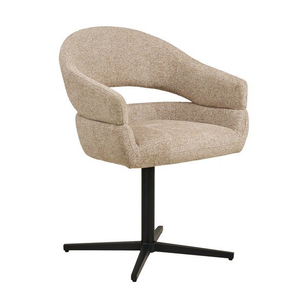 Scaun de sufragerie bej cu cotiere tapițat Dover – House Nordic