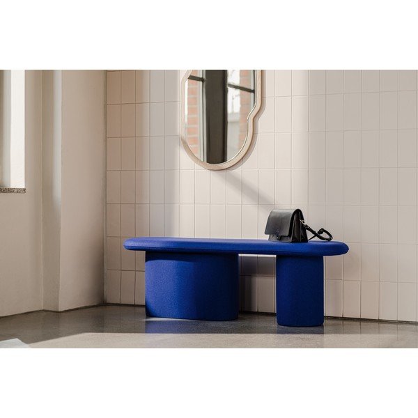 Bancă albastră capitonată cu tapițerie din lână Rull – noo.ma-image-4