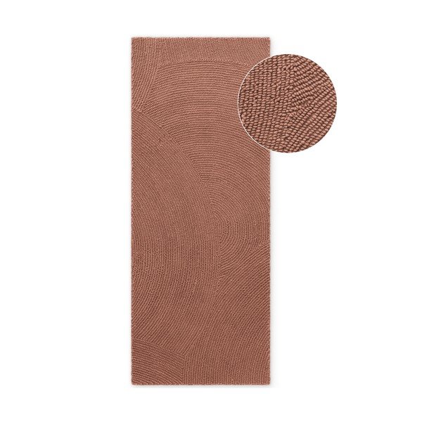 Covor tip traversă teracotă țesut manual din lână 80x300 cm Calmio – Hanse Home