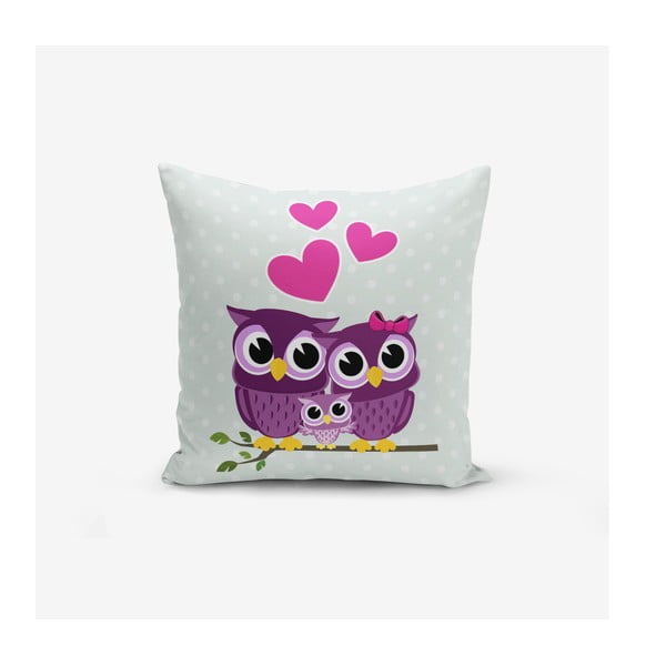 Față de pernă cu amestec din bumbac Minimalist Cushion Covers Hearts Owls, 45 x 45 cm
