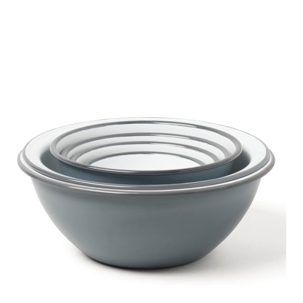 Set 5 boluri de bucătărie smălțuite și strecurătoare Falcon Enamelware, gri